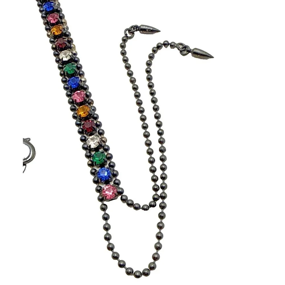 New LOREN HOPE Multicolor Crystal Rhinestone Y-Drop Necklace 18-20